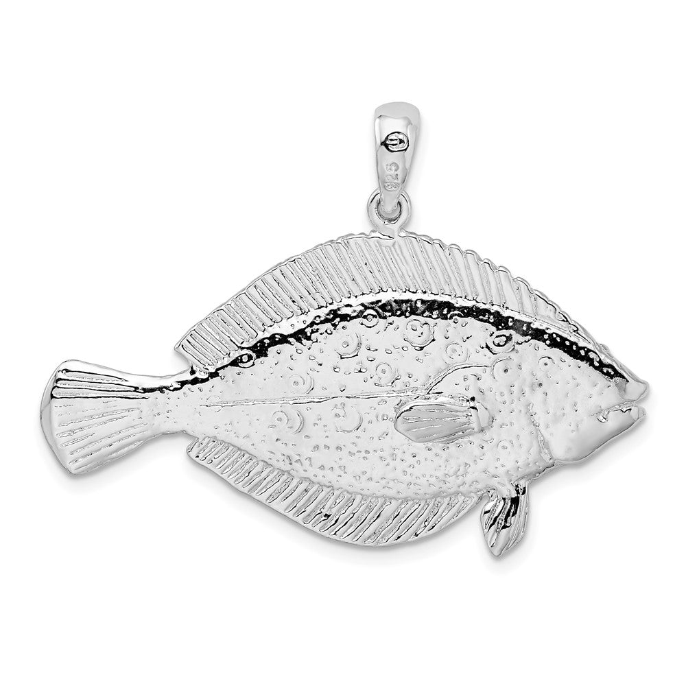Sterling Silver Polished 3D Flounder Fish Pendant