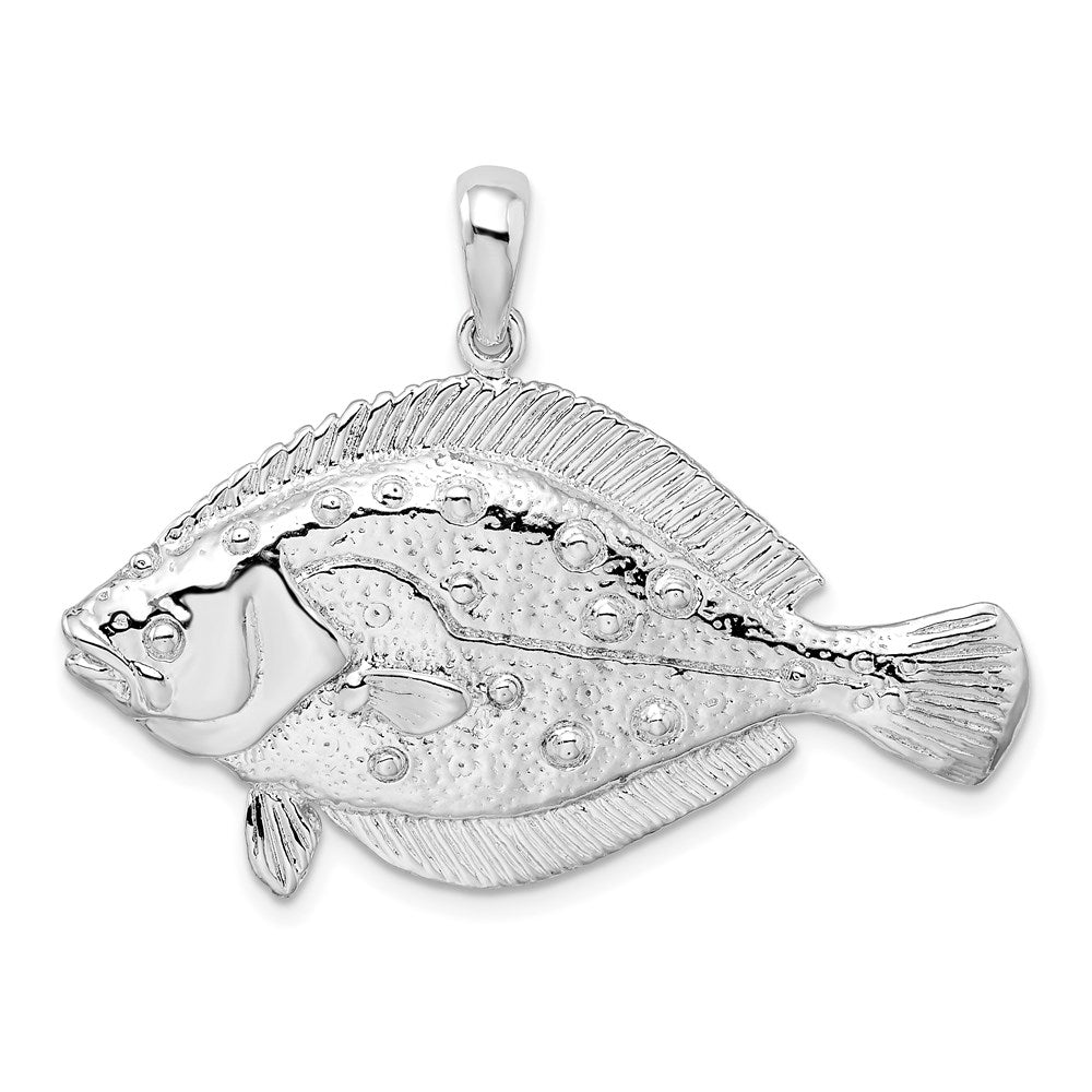 Sterling Silver Polished 3D Flounder Fish Pendant
