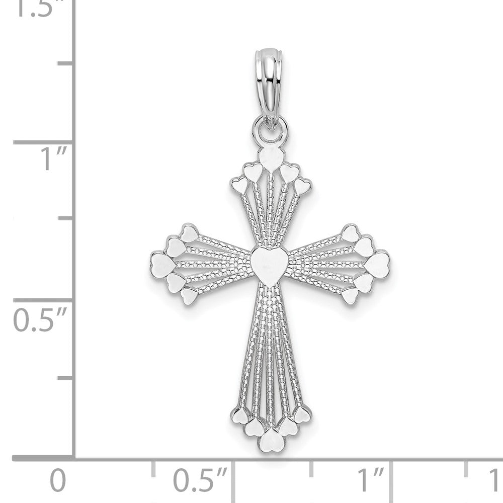 Sterling Silver Polished Heart Cross Pendant