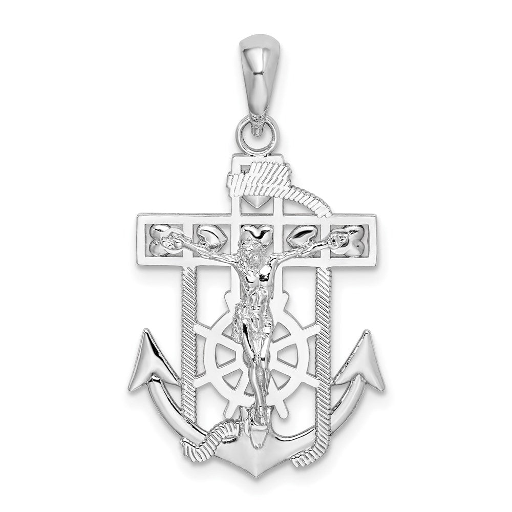 Sterling Silver Polished Mariners Crucifix Pendant