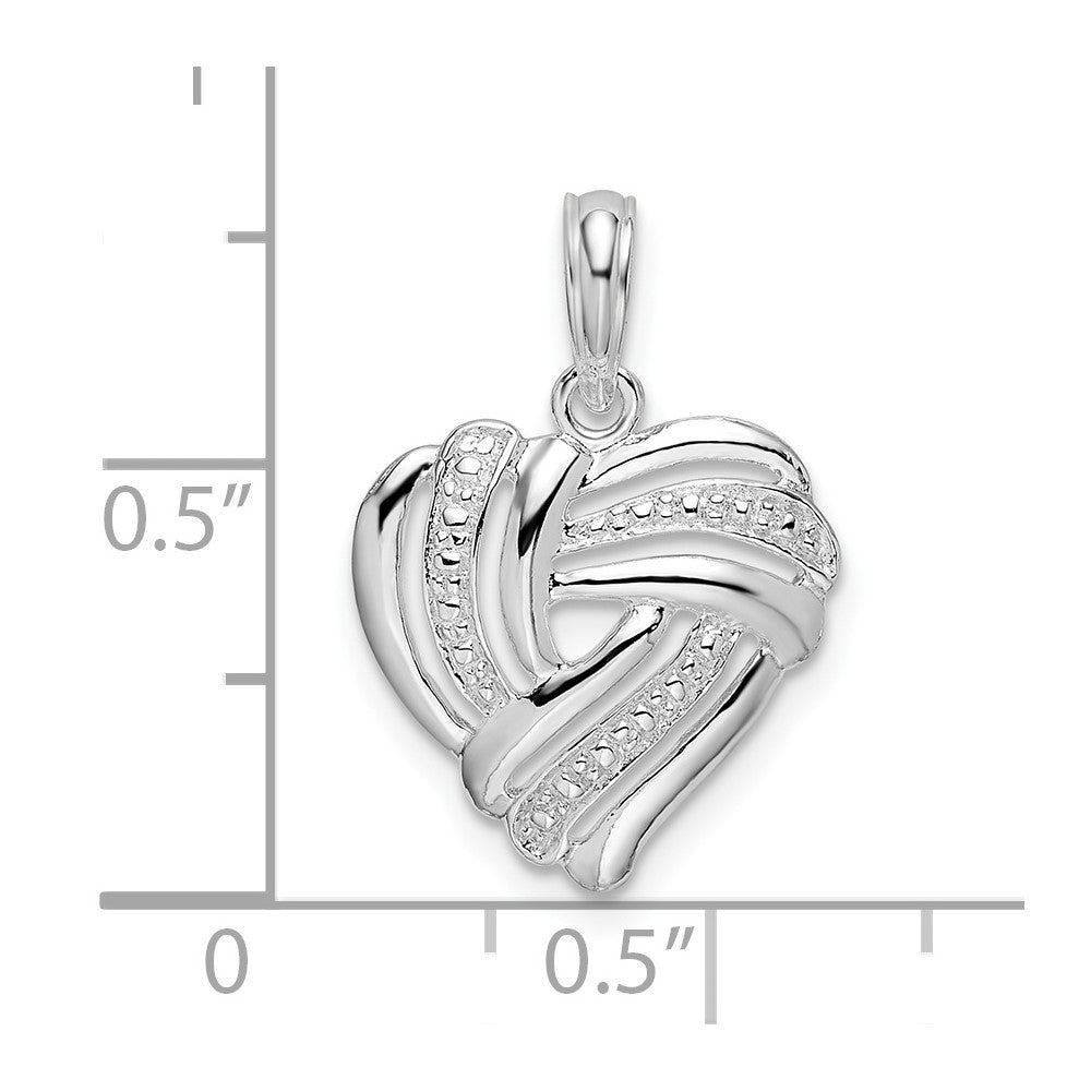 Sterling Silver Polished Wrap Design Fancy Heart Pendant