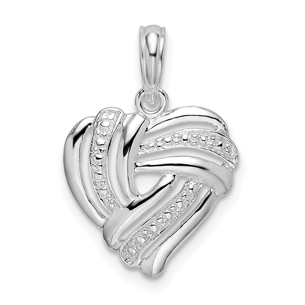 Sterling Silver Polished Wrap Design Fancy Heart Pendant