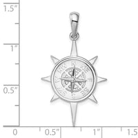 Sterling Silver Polished Star Frame Compass Pendant