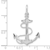 Sterling Silver Polished/Textured 3D Anchor w/Rope Pendant