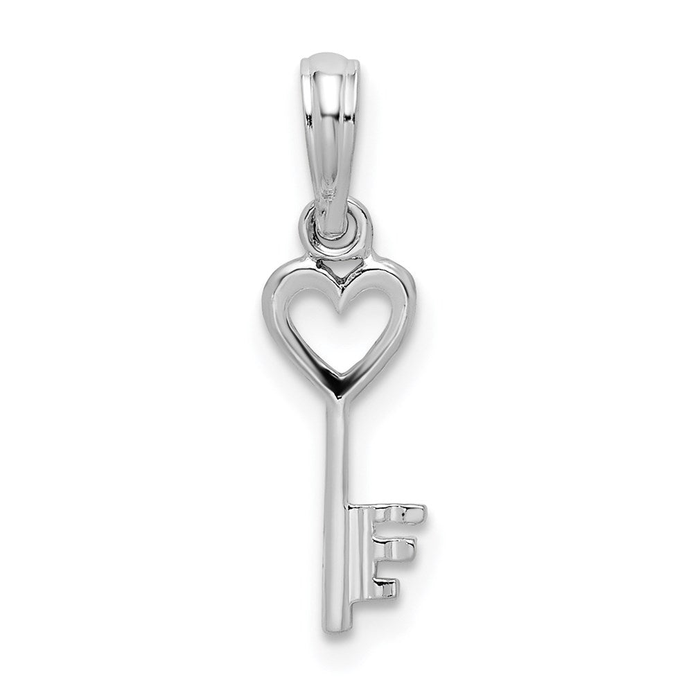 Sterling Silver Polished Key w/Heart Top Pendant