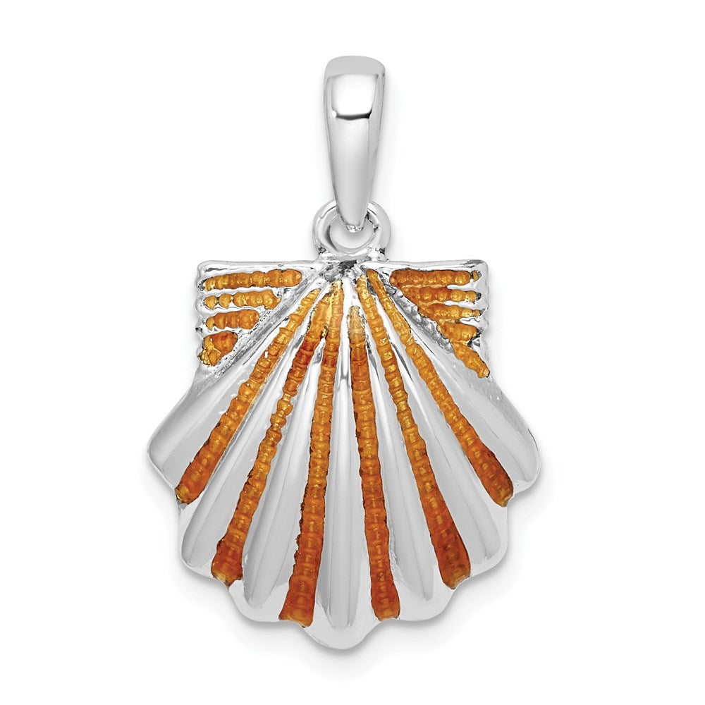 Sterling Silver Polished Enameled Yellow Scallop Shell Pendant