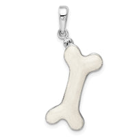 Sterling Silver Polished 3D Enameled Dog Bone Pendant