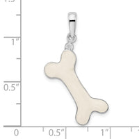 Sterling Silver Polished 3D Enameled Dog Bone Pendant