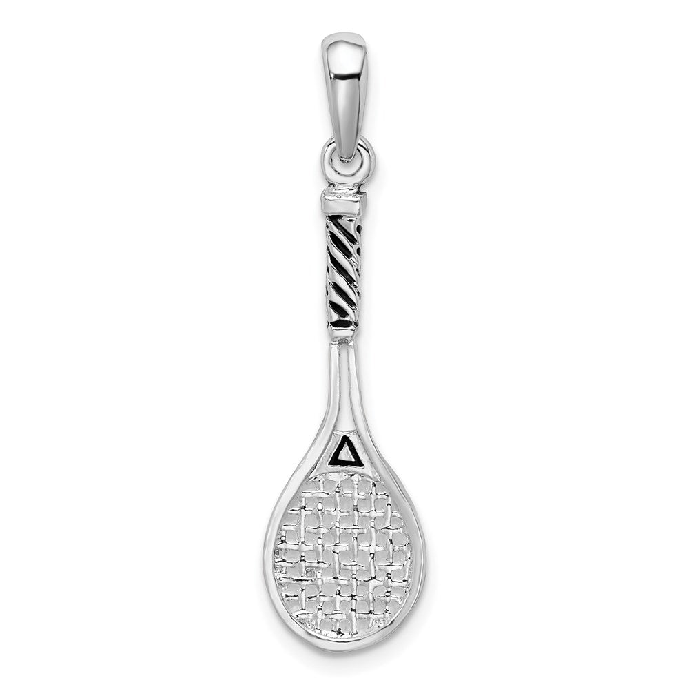 Sterling Silver Polished 3D Enameled Tennis Racquet Pendant