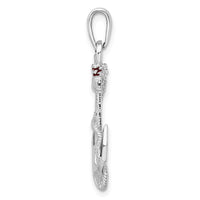 Sterling Silver Polished Enameled Anchor w/Rope Pendant