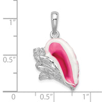 Sterling Silver Polished Enameled Large Conch Shell Pendant