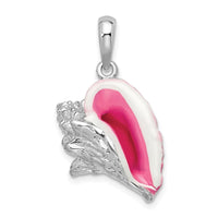 Sterling Silver Polished Enameled Large Conch Shell Pendant