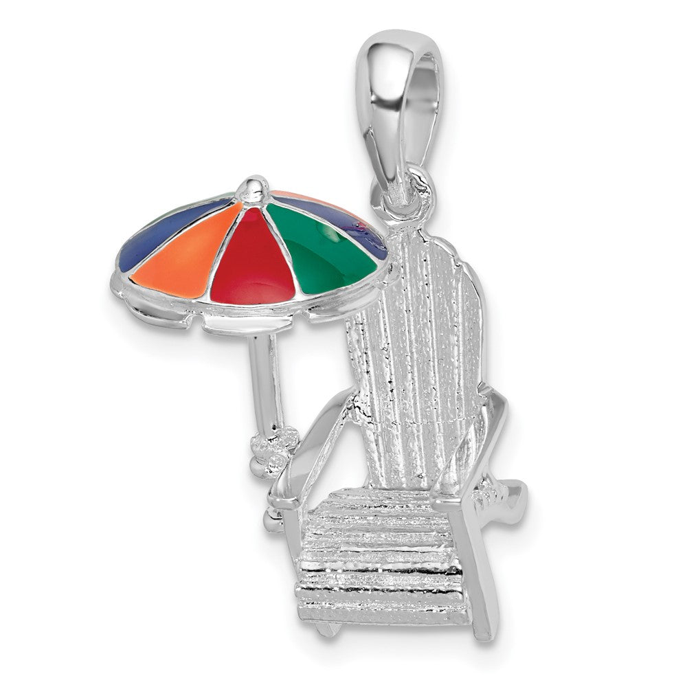 Sterling Silver Polished 3D Enameled Adirondack Chair Pendant