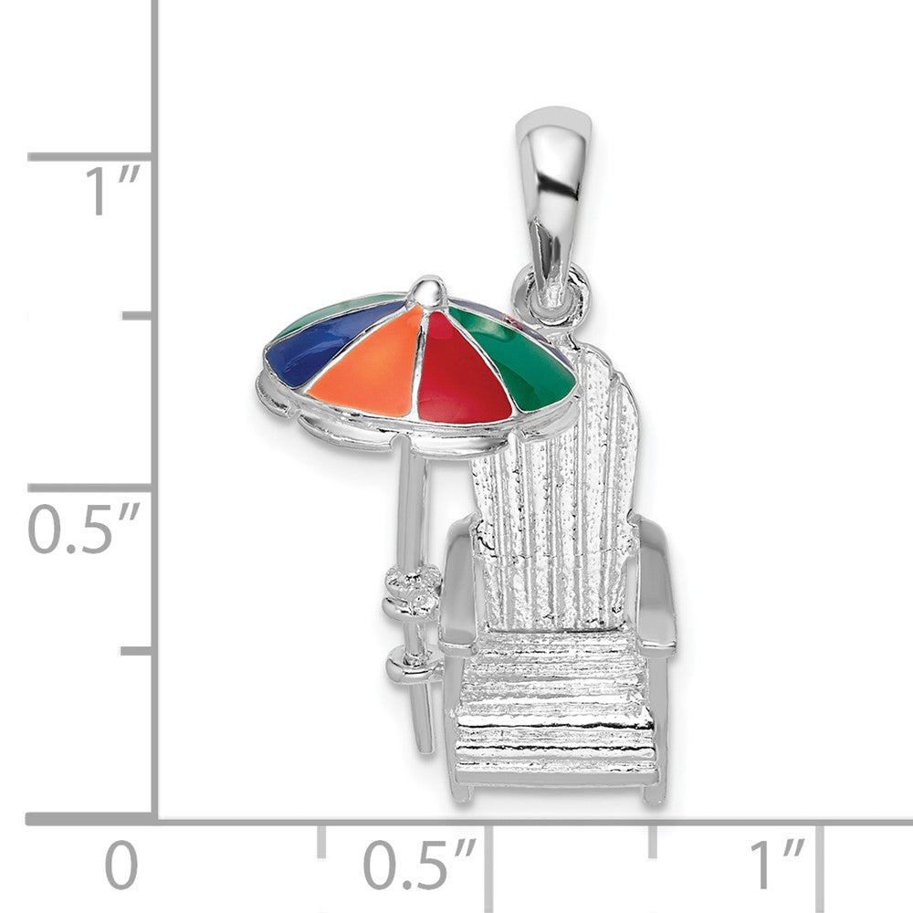 Sterling Silver Polished 3D Enameled Adirondack Chair Pendant