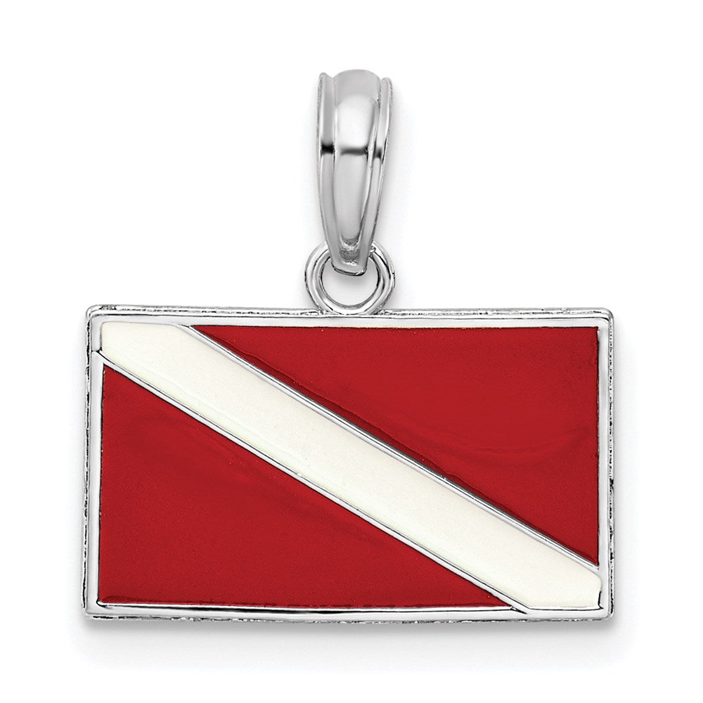 Sterling Silver Polished Enameled Dive Flag Pendant