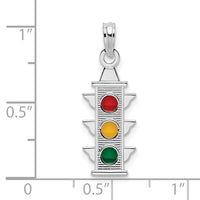 Sterling Silver Polished Enameled Traffic Light Pendant