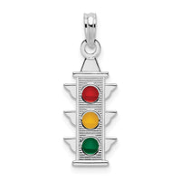 Sterling Silver Polished Enameled Traffic Light Pendant
