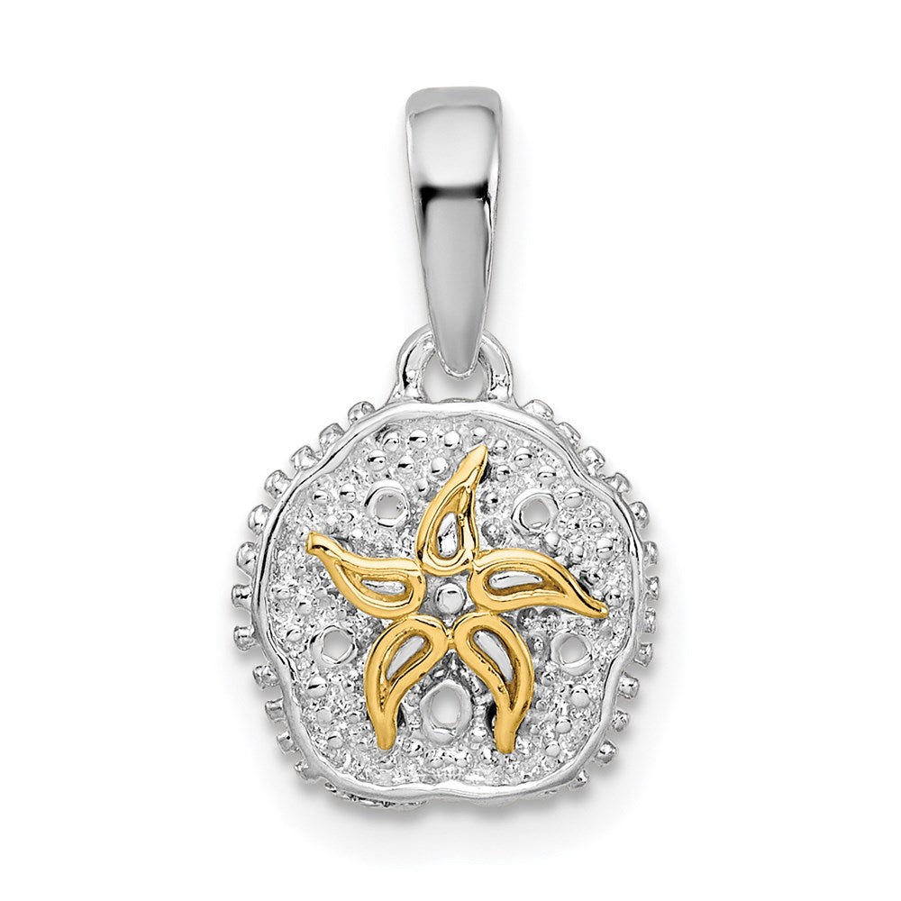 Sterling Silver Polished Sand Dollar w/14k Starfish Pendant