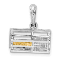 Sterling Silver Polished Moveable 3D Trap w/14k Lobster Pendant