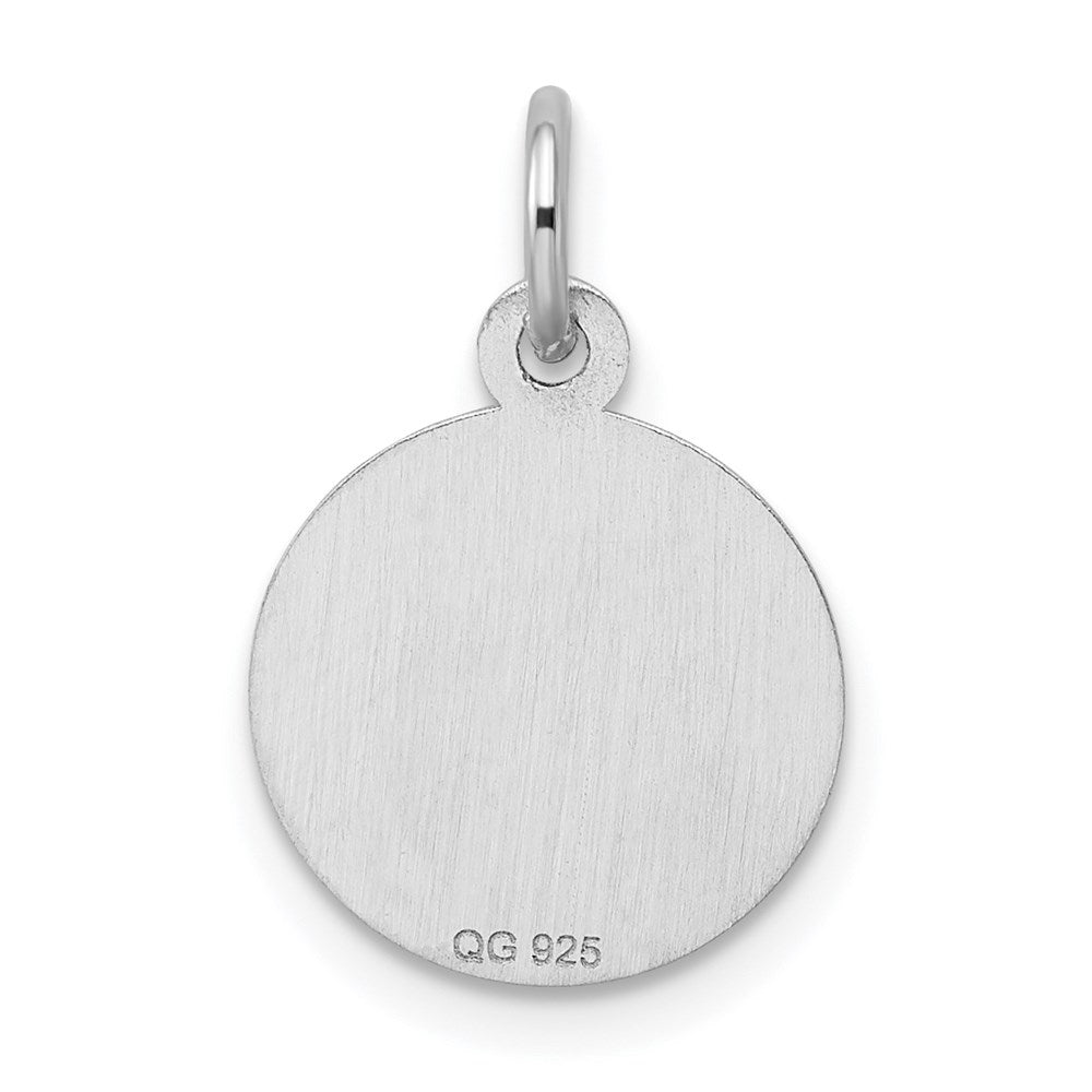 Sterling Silver Rhodium-plated Graduation Day Disc Charm