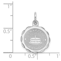 Sterling Silver Rhodium-plated Happy Birthday Disc Charm