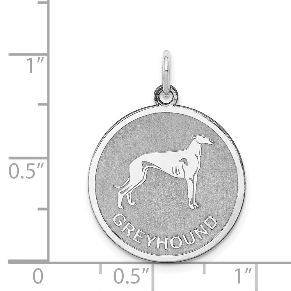 Sterling Silver Rhodium-plated Greyhound Disc Charm