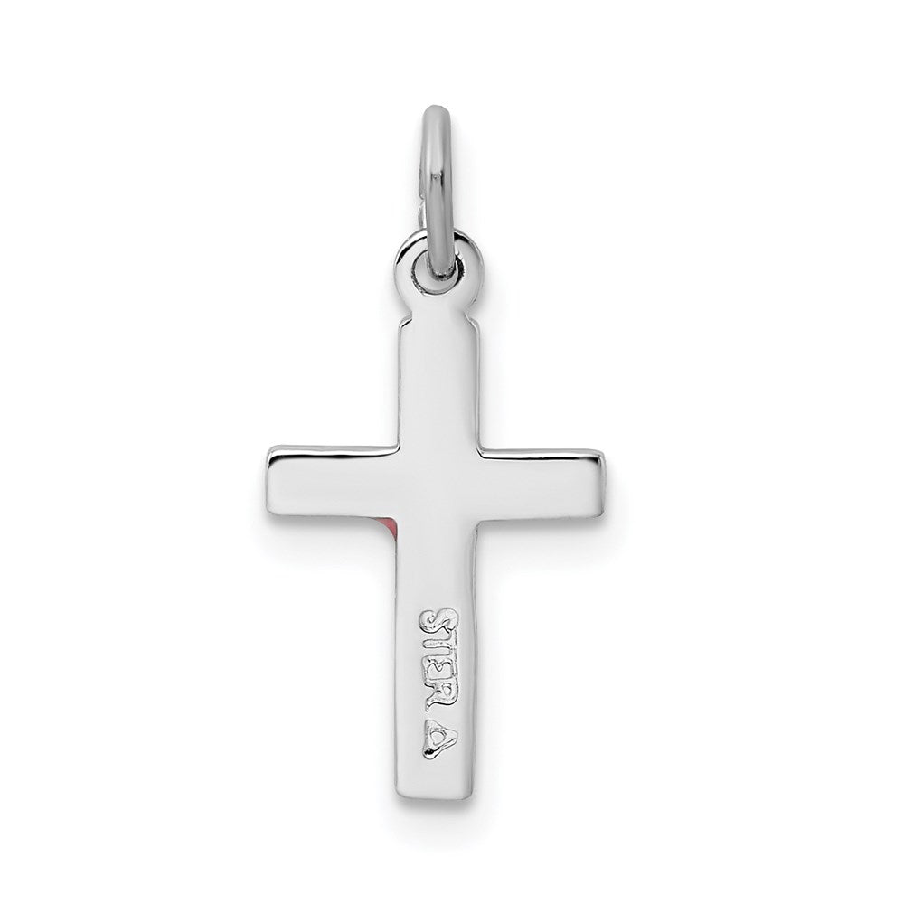 Sterling Silver Rhodium-plated Enameled Cross Charm
