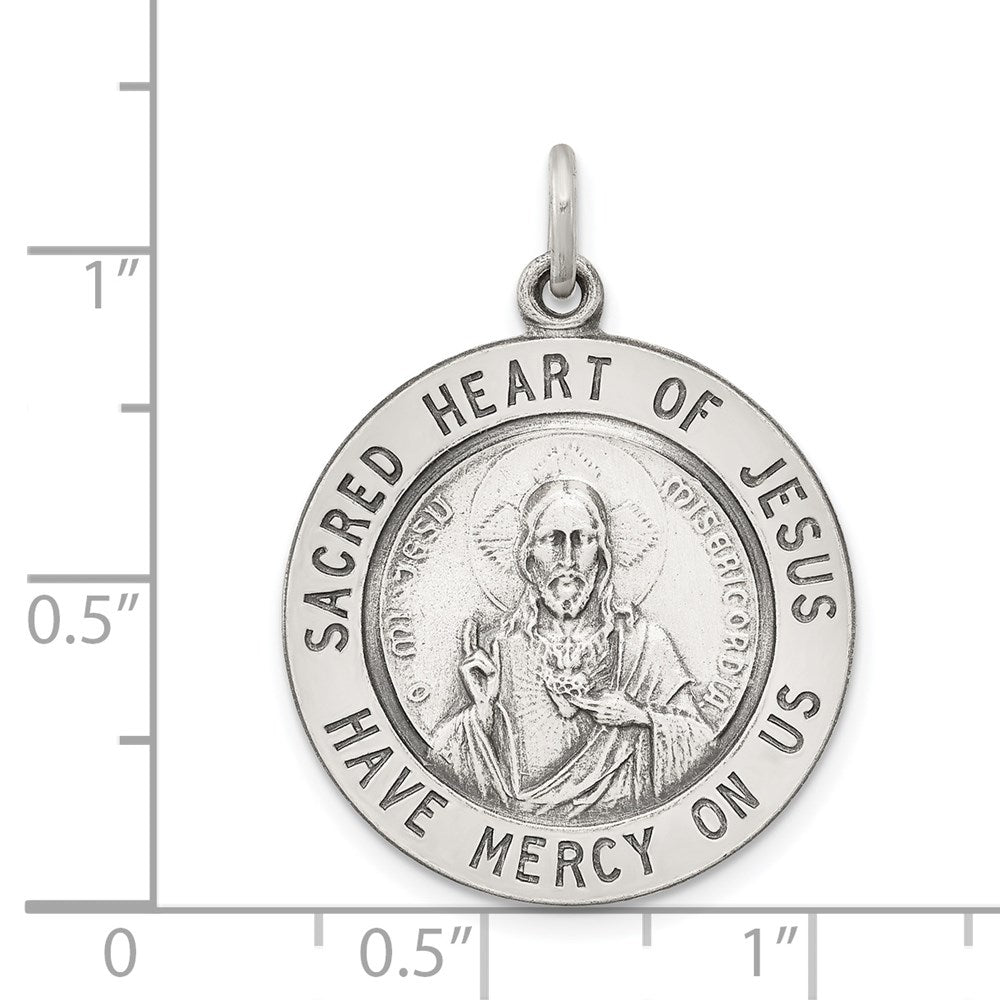 Sterling Silver Sacred Heart of Jesus Medal – TreasureFineJeweler