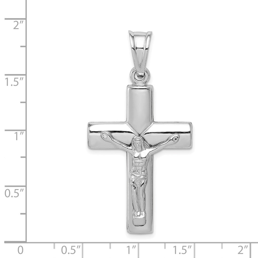 Sterling Silver Rhodium-plated Hollow Latin Crucifix Pendant