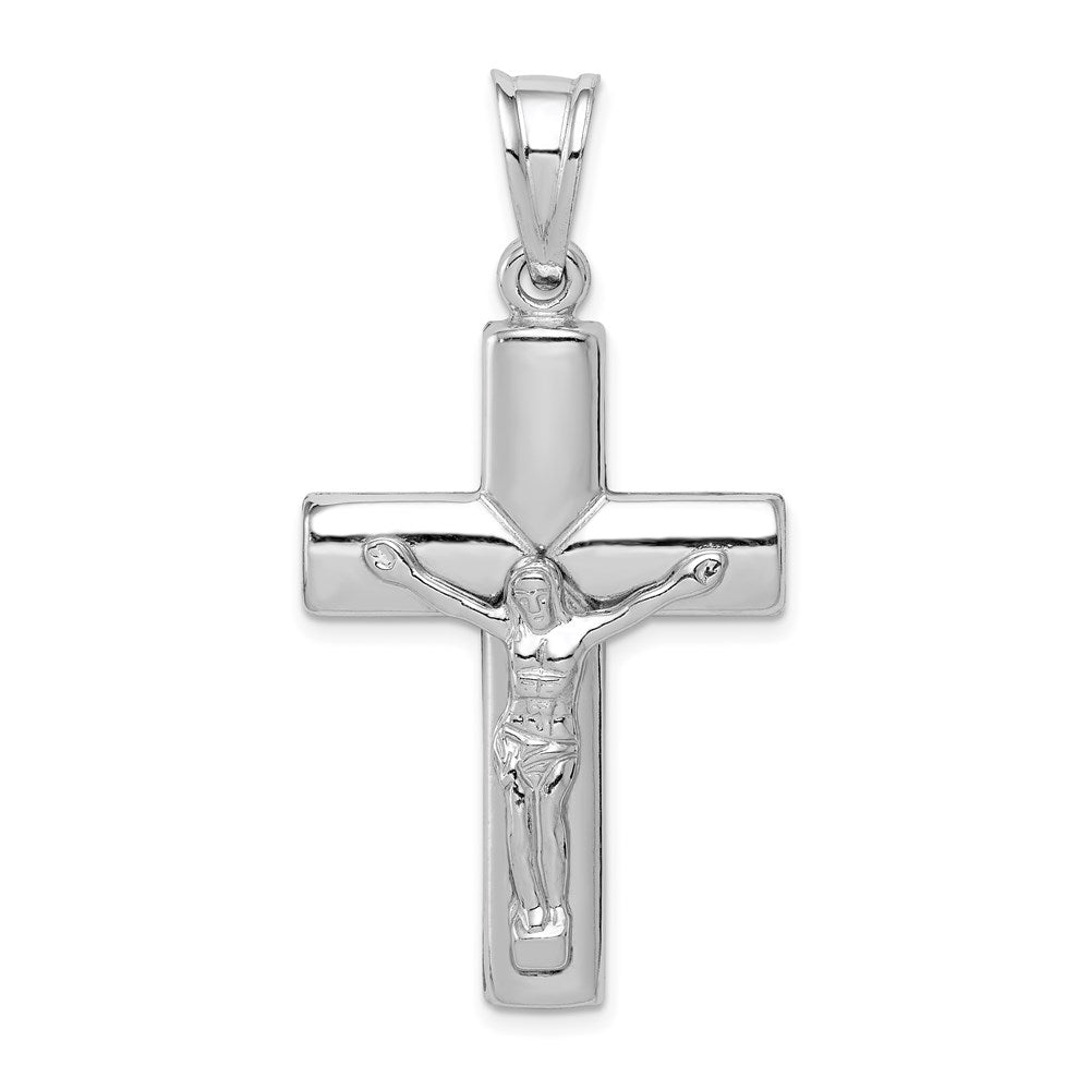Sterling Silver Rhodium-plated Hollow Latin Crucifix Pendant