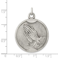 Sterling Silver Antiqued Praying Hands Pendant