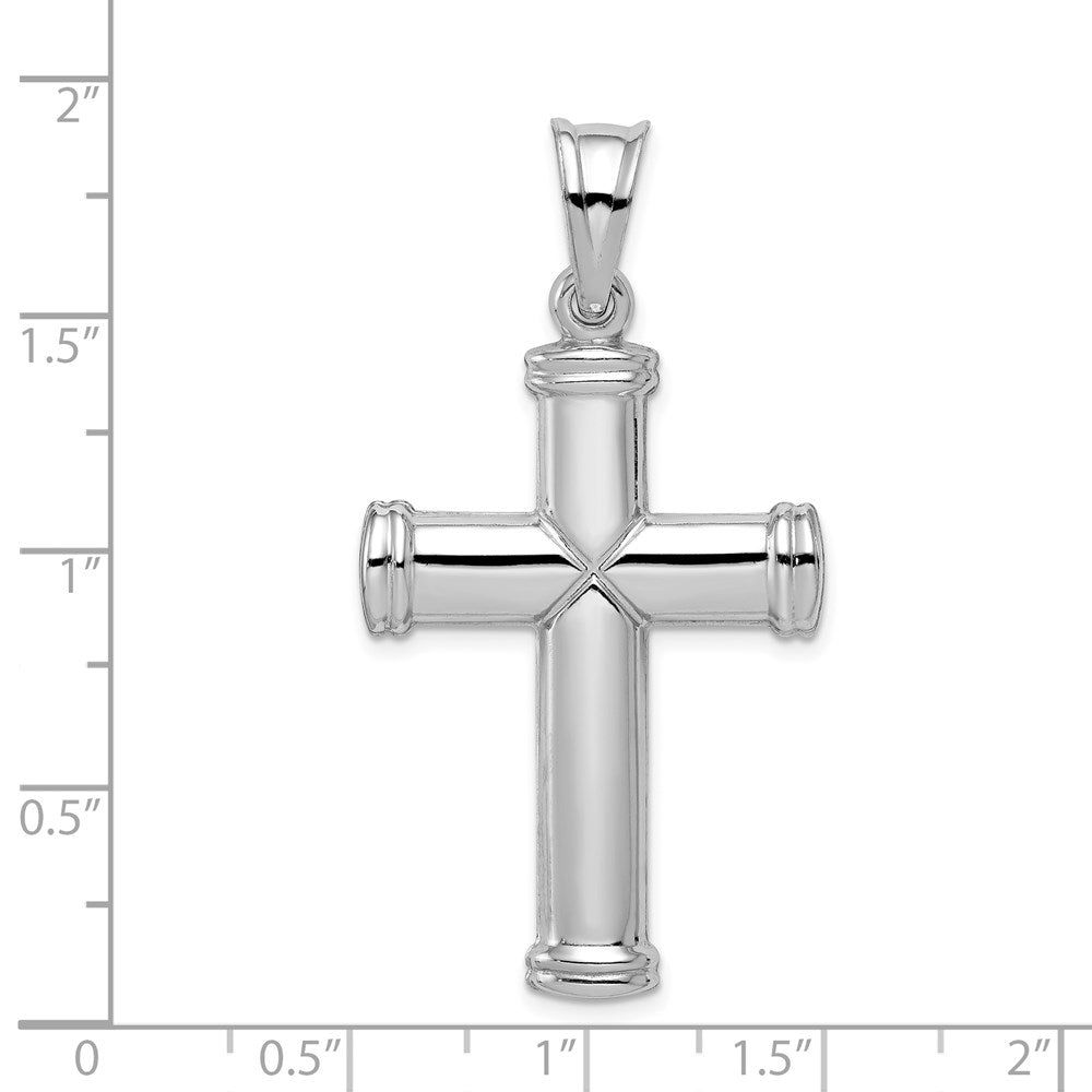 Sterling Silver Rhodium-plated Hollow Reversible Cross Pendant
