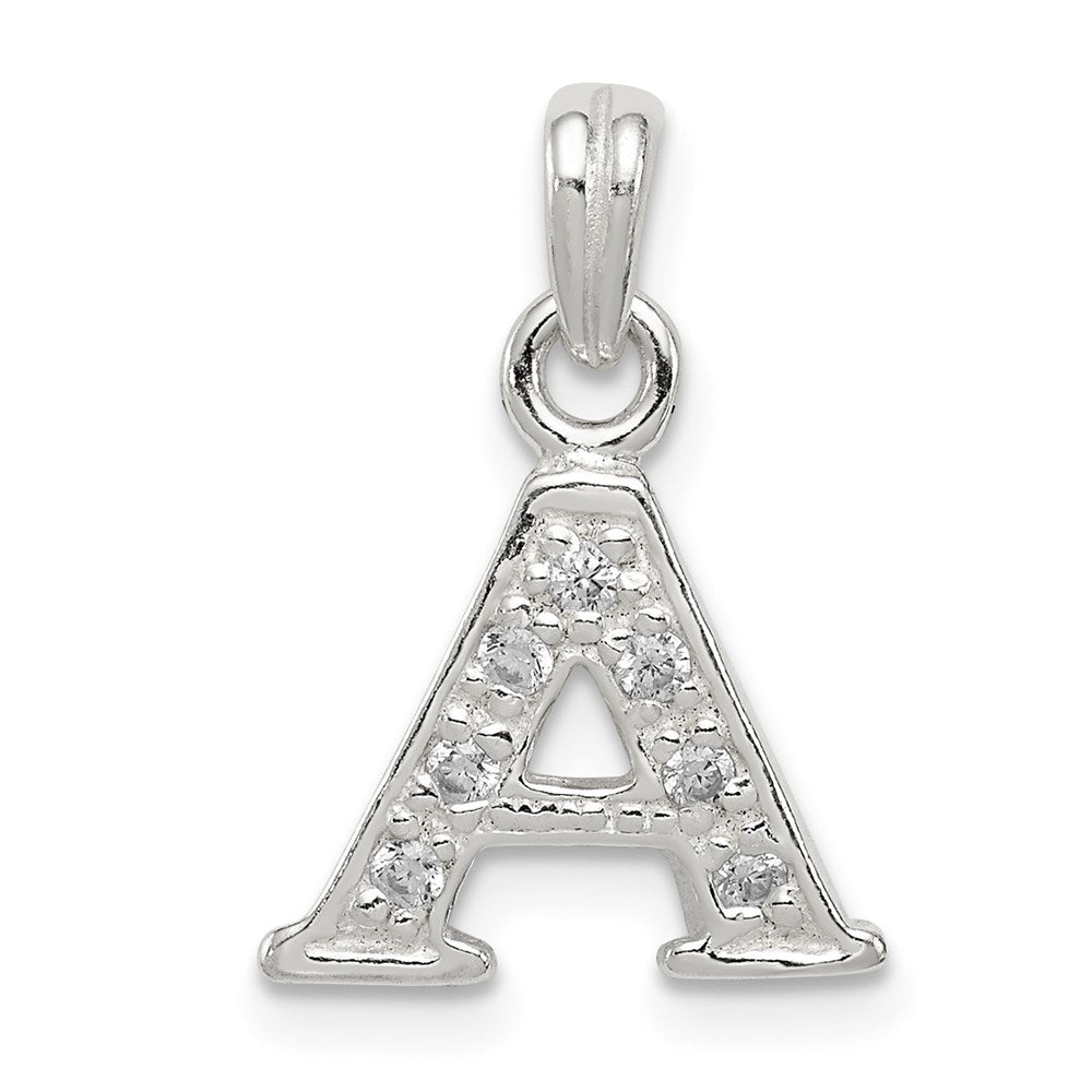 Sterling Silver CZ Letter A Initial Pendant