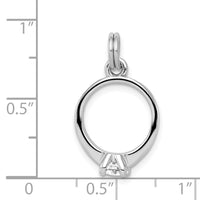 Sterling Silver Rhodium-platedCZ Polished Ring Charm
