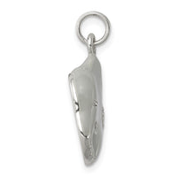 Sterling Silver CZ Grey Enameled Polished Elephant Charm