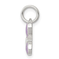 Sterling Silver Purple Enamel Polished Butterfly Charm