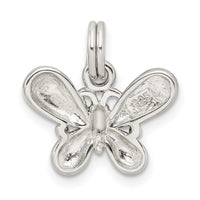 Sterling Silver Purple Enamel Polished Butterfly Charm