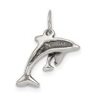Sterling Silver Antiqued Dolphin w/Baby Charm
