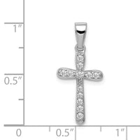 Sterling Silver Rhodium Plated CZ Cross Pendant