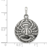 Sterling Silver Polished Antique Finish Cancer Horoscope Pendant