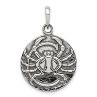 Sterling Silver Polished Antique Finish Cancer Horoscope Pendant