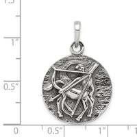 Sterling Silver Polished Antique Finish Sagittarius Horoscope Pendant