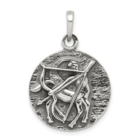 Sterling Silver Polished Antique Finish Sagittarius Horoscope Pendant