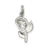 Sterling Silver Green & Red Enamel Rose Charm