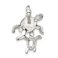 Sterling Silver Rhodium-plated Blue Inlay Created Opal Turtle Pendant