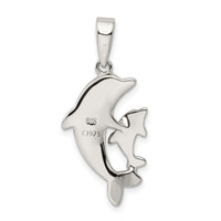 Sterling Silver Blue Inlay Created Opal Dolphin Pendant