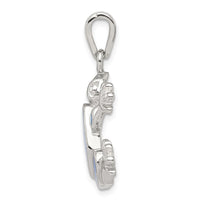 Sterling Silver Blue Inlay Created Opal FrogPendant