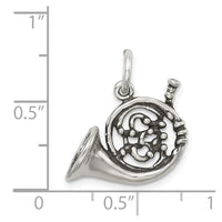 Sterling Silver Antiqued French Horn Charm