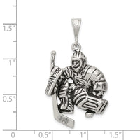Sterling Silver Antiqued Hockey Player Charm