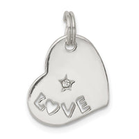 Sterling Silver Polished LOVE CZ Heart Charm